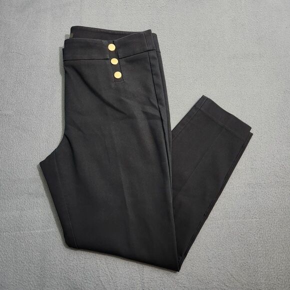 LOFT Women 12 Black Marisa Sailor Mid Rise Tapered Dress Pants - Picture 1 of 11